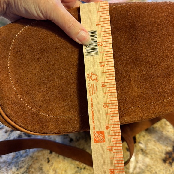 Suede Backpack Purse With Tapestry Detail - Picture 7 of 7